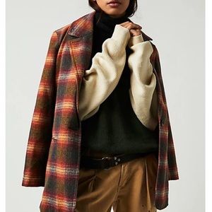 NWOT Multicolor Free People Plaid Beckett Blazer